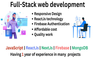 do full stack website using react,  firebase,  nodejs mongodb