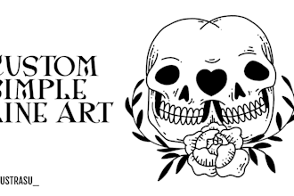 draw simple black line art illustrations