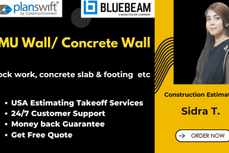 do estimate of cmu wall, concrete wall, concrete slab, brick veneer,stone veneer