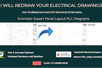 redraw electrical drawings and schematics using autocad electrical with bom