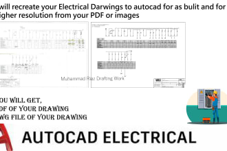 redraw electrical drawings and schematics using autocad electrical with bom