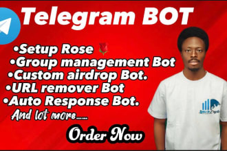 setup telegram rose bot, custom gaming, nft, crypto or anime telegram community
