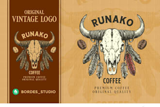 created simple vintage logo design with hand drawn