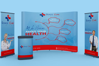 design modern exhibition booth, backdrop, trade show and kiosk banner