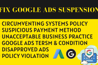 fix google ads account suspension, policy error, business policy,ads disapproved