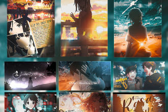 do anime, thumbnail, banner, wallpapers and poster gfx design