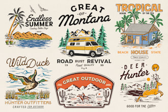 draw vintage handdrawn outdoor western for t shirt and logo