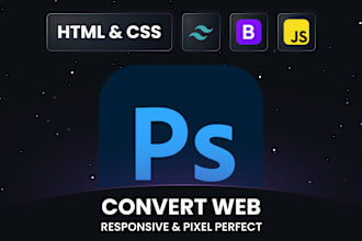 convert psd to HTML responsive with CSS bootstrap or tailwind