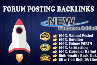 manual 50 unique forum posting dofollow SEO backlinks