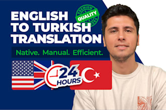 translate english to turkish professionally in 2 hours