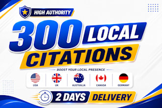 build 300 local seo citations for USA, UK, ca, au