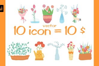 10 vector icons or stickers on any topic