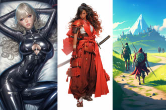 create dnd character design, concept art background, illustration using ai