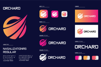 design a modern minimalist logo with brand style guide and brand identity