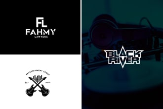 dj music logo, brand, producer, initial text,  stunning  design