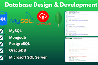 design and develop database, sql, mysql, nosql, mongodb, oracledb
