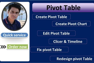 create, edit  redesign the pivot table, graph, and chart
