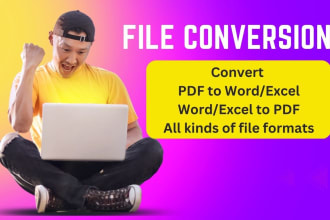 convert PDF to word,  excel, data entry, file conversion