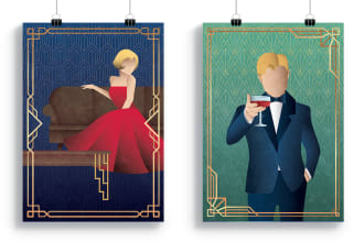 create art deco style posters and illustration
