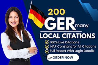 do 200 live german local citations backlinks for germany