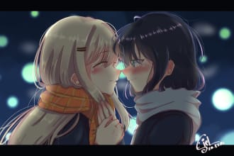 draw yuri or gl anime or game, fanart or oc, sfw or nsfw