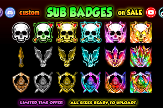 do 6 sub badges for twitch for just 15 dollars, twitch sub badges