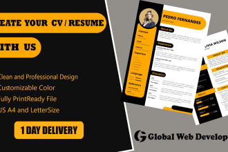 provide modern resume designing service and cv maker