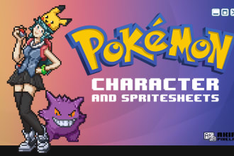 do pokemon style pixel art characters