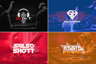 do dj music logo ,band, artist, rock, producer, studio,text, edm, singer design