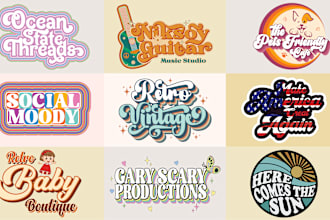 design 3d 70s vintage retro typography, for logo and t shirt