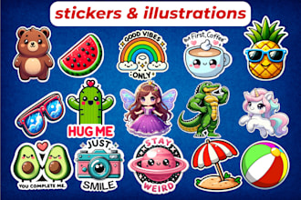 create custom sticker designs for digital stores or personal use