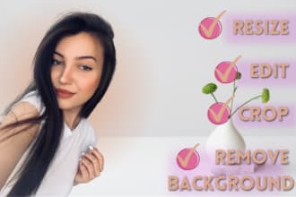 do 10 photo crop, image resize, edit, and background removal