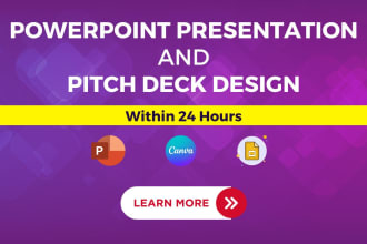 do powerpoint presentation and pitch deck design within 24 hours