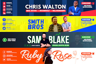 design an eye catching youtube banner or channel art