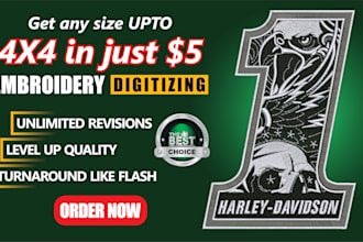 digitize any design into embroidery digitizing upto 4 inches