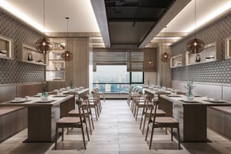 create 3d images with 3d max corona render of kitchen, hall, bedroom