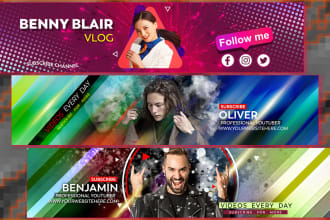 design attractive youtube banner and channel art for you