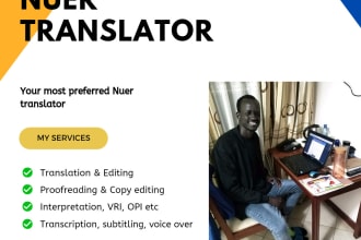 professionally translate from english to nuer, english to swahili