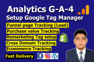 setup google tag manager, facebook conversion API, ga4 ecommerce tracking