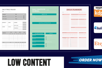 make journal planner notebook low content book cover and interior for amazon kdp