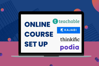 set up kajabi podia thinkific teachable online course website or membership site