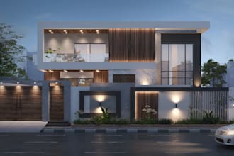3d exterior rendering elevation design