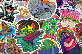 drawing sticker and shirt design with street art style