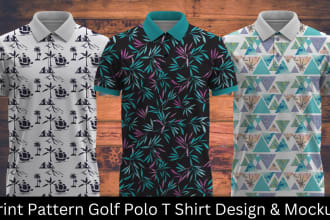 create print pattern golf polo t shirt design and mockup for you