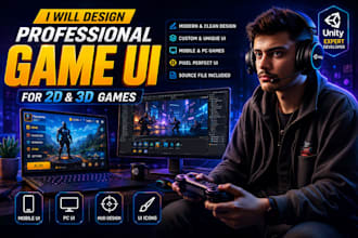 design mobile and PC game UI with icons and huds