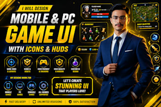design mobile and PC game UI with icons and huds