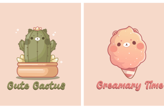 draw cute kawaii chibi logo, stickers, icons illustrations