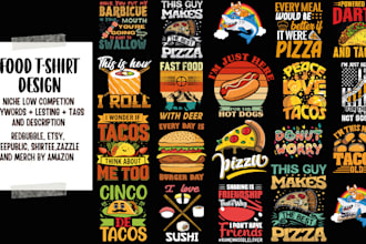 create a trendy unique foods t shirt design for food lover
