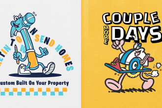 draw original vintage retro cartoon logo and  pattrent