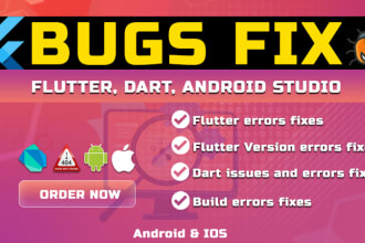 fix bugs and errors in your flutter app, dart and android studio
